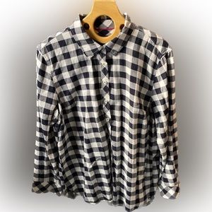 Talbots Women’s Blouse, Size XL Petite, Indigo Gingham